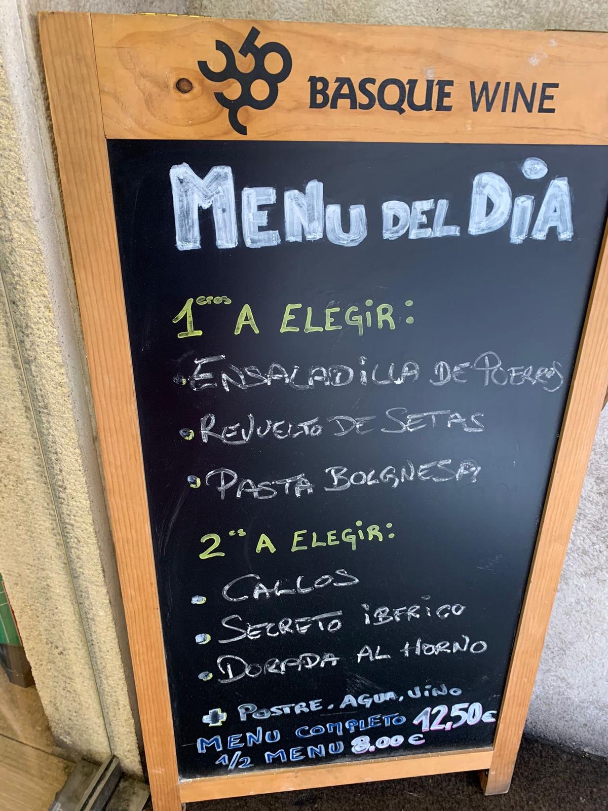 Spanish menu del dia restaurant