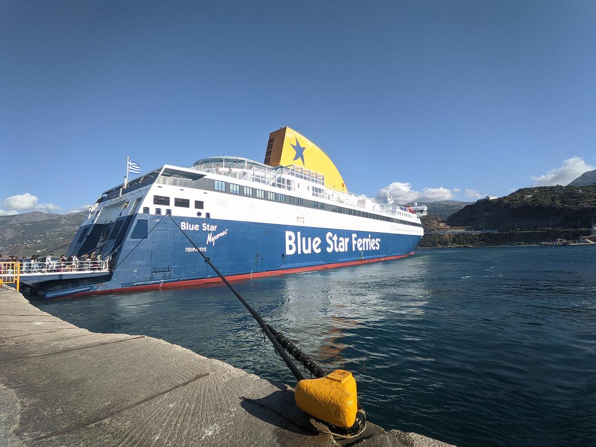 Greek island ferry port