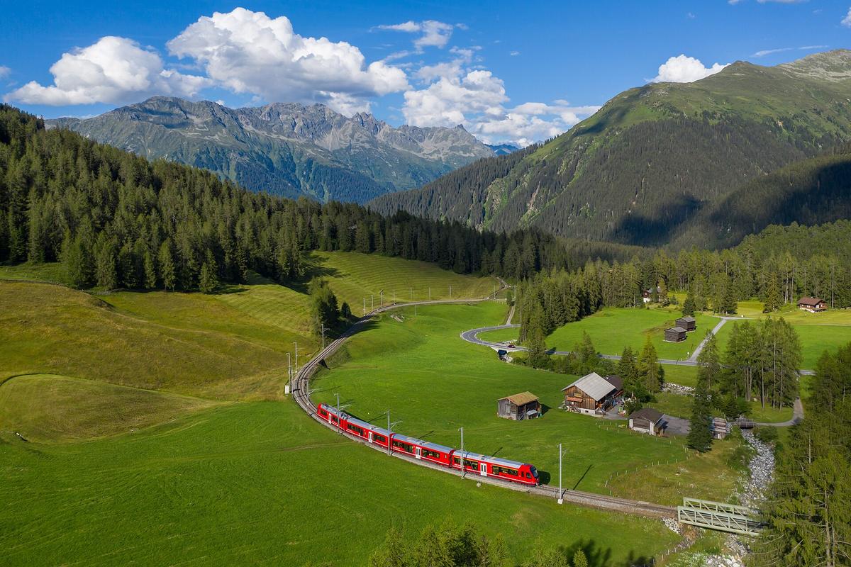 Swiss mountain railway train
