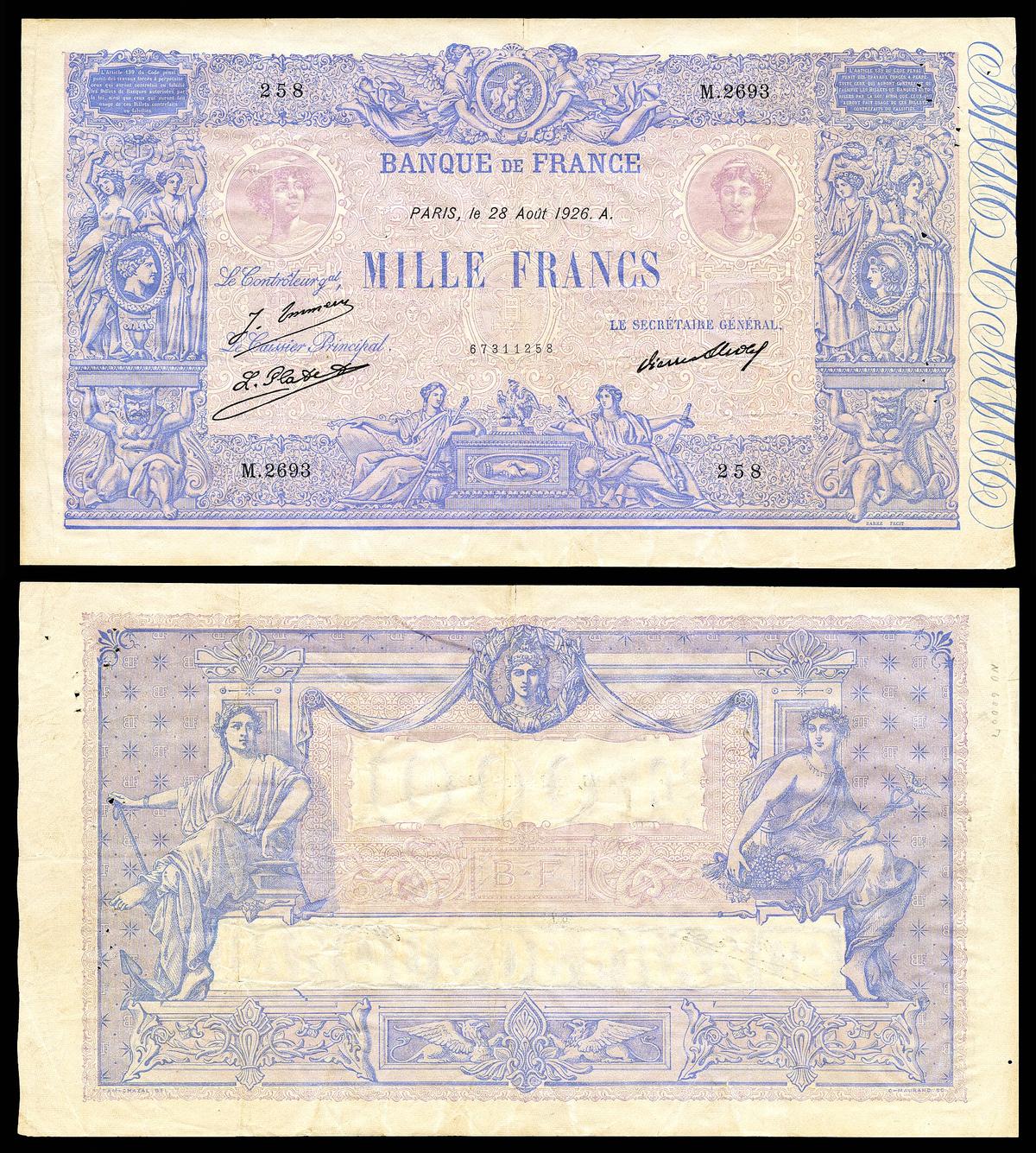 France banknotes currency