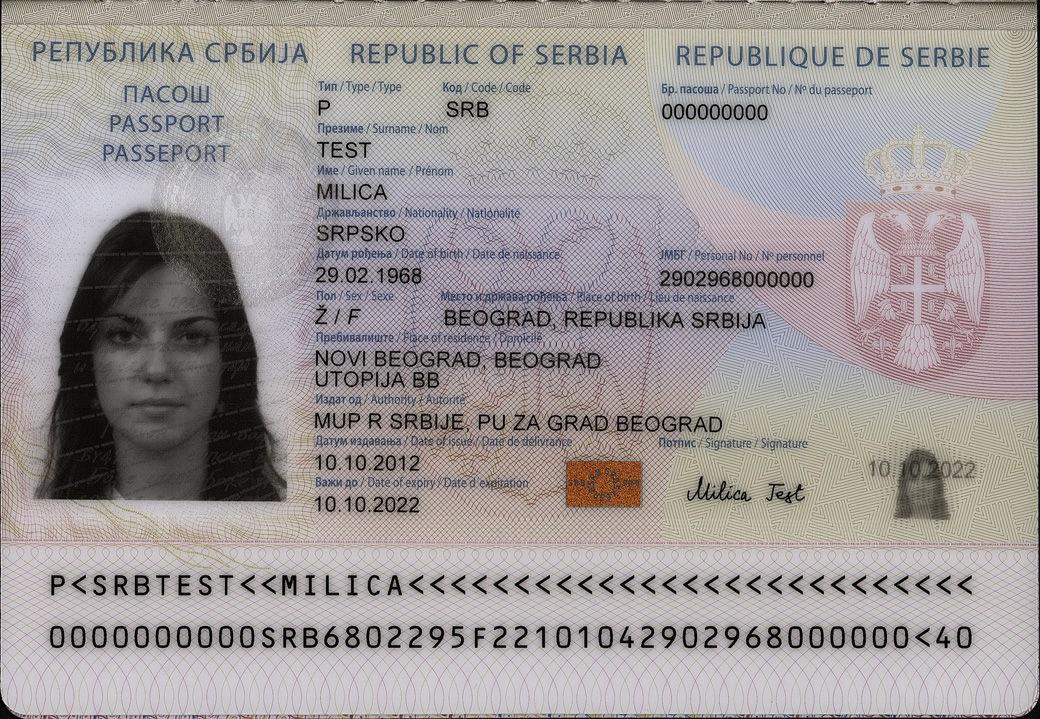 Serbian passport document